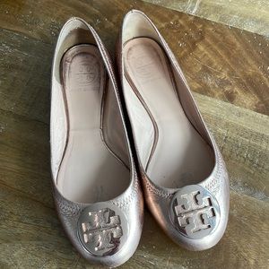 Tory Burch Women's Rose Gold Pink Reva Ballet Flats